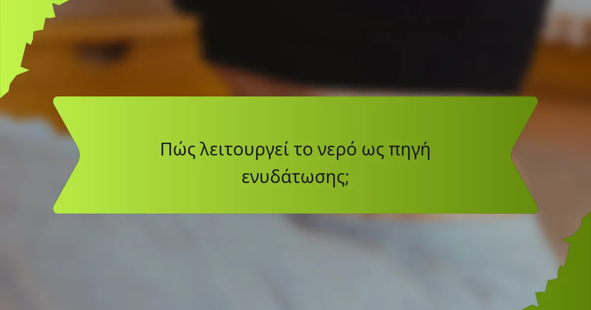 Πώς λειτουργεί το νερό ως πηγή ενυδάτωσης;